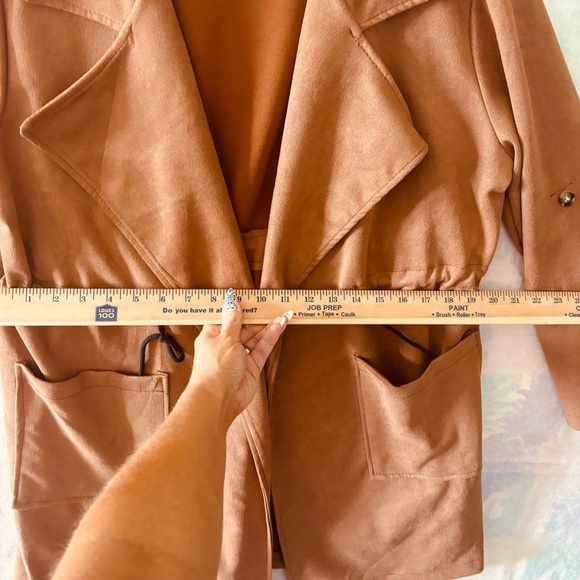 NEW Made in Italy Camel Tan Suede Long Jacket Coat - Picture 12 of 12
